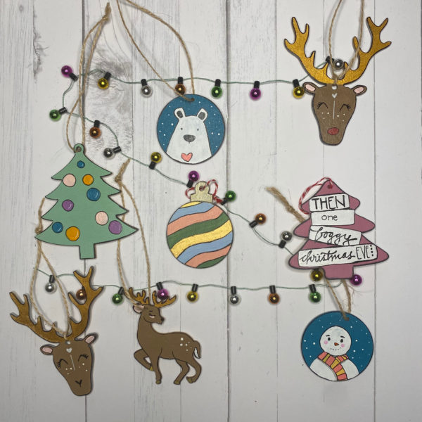 SET OF 3 HAND PAINTED CHRISTMAS DECORATIONS
