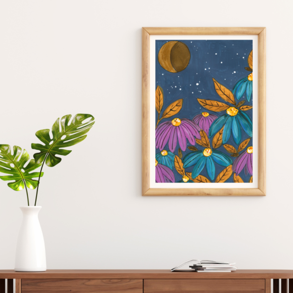MIDNIGHT AND ECHINACEA  (art print) - Image 2